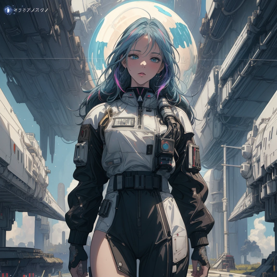 <lora:lucy_offset:1>bob cut,sliver hair,multiple colored hair,sad,:<,closed eyes,((good face)),(masterpiece),ahoge,bangs,dynamic,solo,wide shot,gloves,flat chest,(ambient light ),the Earth at the upper part of image,empty-handed,solo,1girl,highres,crying,on the moon surface,outer space,,,