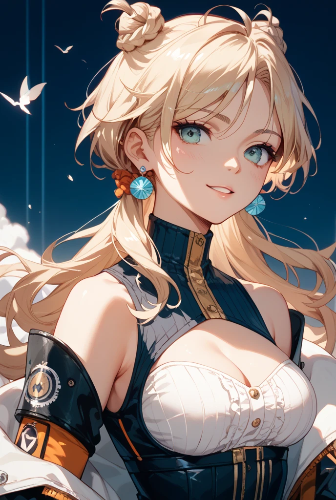 absurdres, highres, ultra detailed, 1girl, solo, extremely detailed eyes, Ultra-precise depiction, Ultra-detailed depiction, (zentangle:1.2), (dynamic pose), (abstract background:1.5), (treditional dress:1.2), short platinum blonde, (shiny skin), many colors, upper body, (from above)