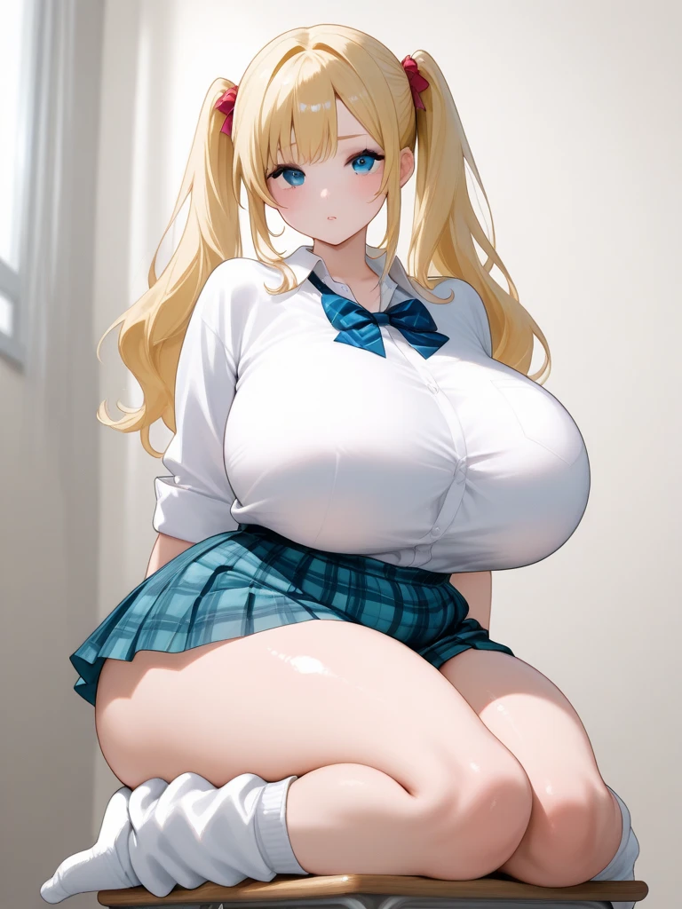 very detailled、highest quallity、best quality image、work of art、8K、cowboy shot、shining blue eyes、anime face、A gentle smile、(open your mouth:1.4)、(breasts big:1.6)、(hair long blonde:1.5)、(big headband)、(Giant SFW)、(Muscles of the whole body)、(Correia:1.1)、scoundrels、(Arms back)、(squatt)、(Spread your legs),、bow legs、(bow legs:1.5)、(necklase:1.3)