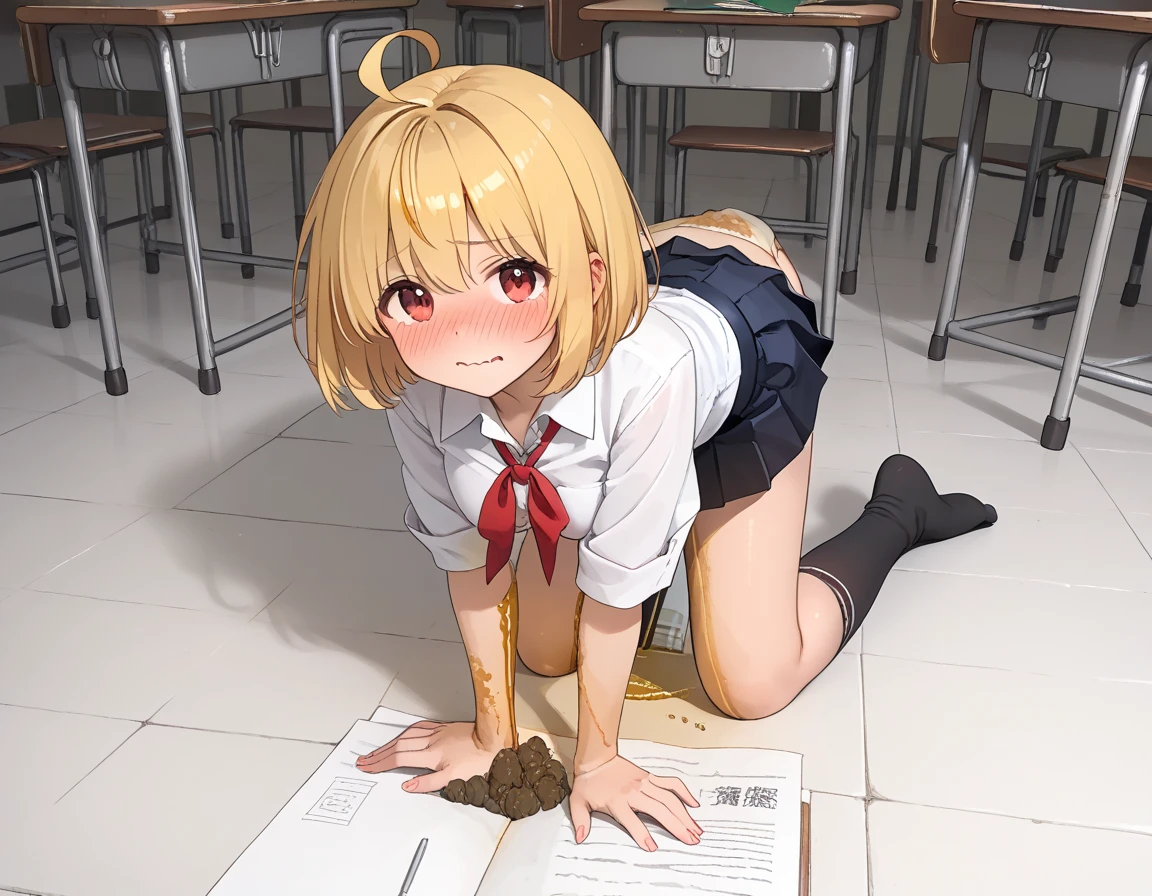学校のJobで、Spitting food out of the mouth、Job、Girl、Girl、Short、Younger、Baby Face、flat chest、Dynamic Angle、masterpiece、best quality、ultra-detail、Both eyes open、Sweat、Light clothing、School lunch menu、meal、classmate、Wide-eyed、Open your mouth、Vomiting、Vomit、mini skirt、Nipples、Vomit、canteen、Sitting in a chair、Many children are sitting
