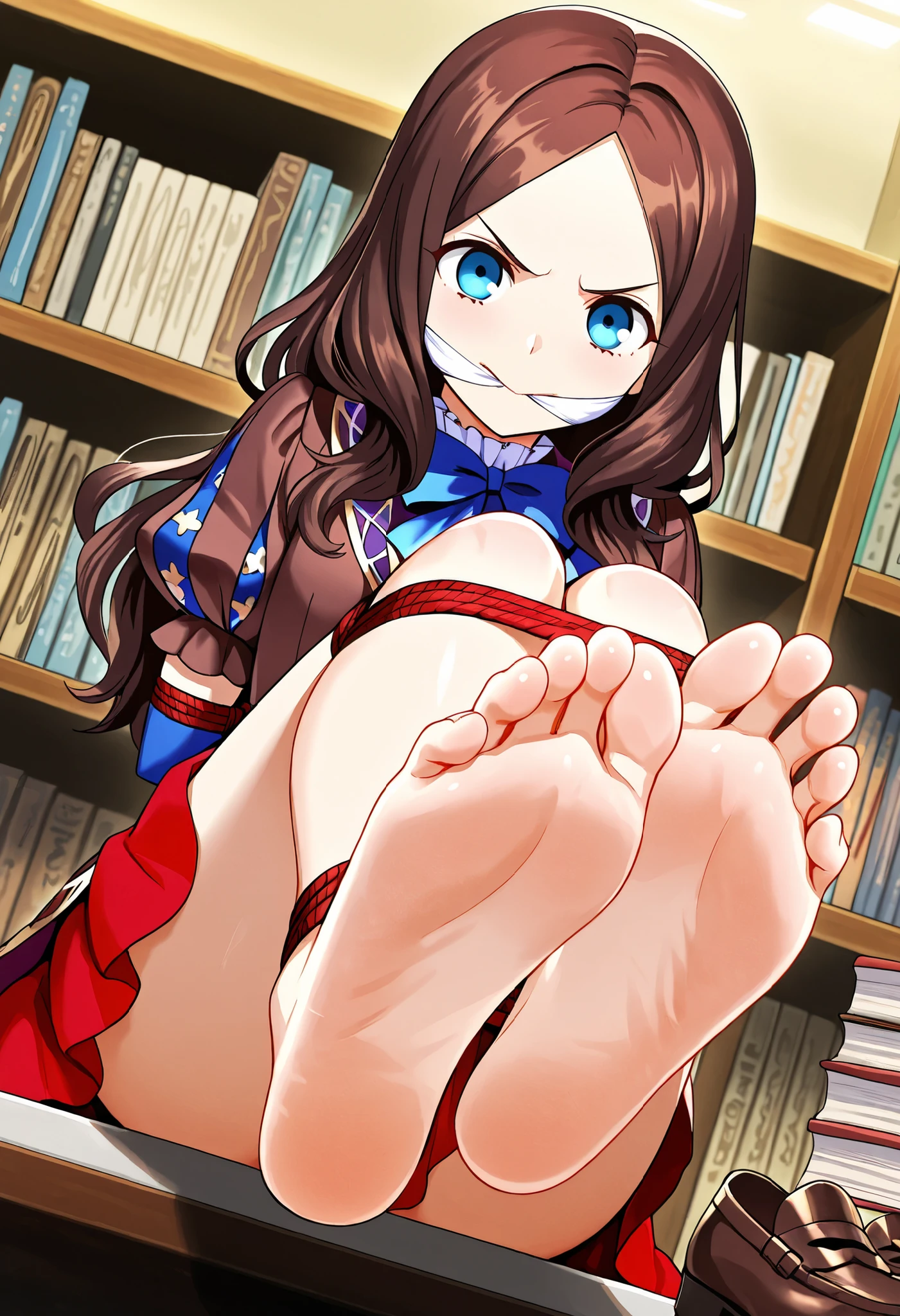 NSFW,One girl, blue eyes, Long Hair, Brown Hair, Side Lock, Low Ponytail, ribbon, dress,Tattered white shirt,Tattered short sleeves,Torn red skirt, Torn Cape,Black panties through torn blue pantyhose, ,Young Girl,From the back,Intense penetration sex,Creampie Sex,Rape makes me feel good,At the peak,Heart Pupil,♡ranbu,Covered in semen,Massive ,photograph,pregnancy,Go wild,Resist rape,syringe,Drug administration,Injection marks,After the injection,Poster of unknown Yukiei