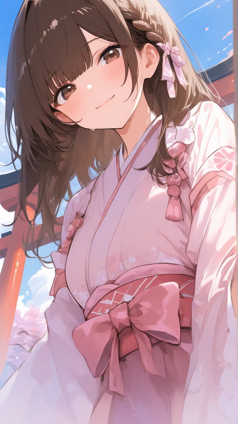 (masterpiece:1.4), high quality, high definition, sharp focus, detailed clothes, detailed body, detailed face, anime, best quality, 4k, 8k, absurd resolution, intricate detail, detailed hands, detailed eyes, animation, illustration, highly detailed, highres, extremely detailed, <lora:ETO_OCC002:0.7> ETO_OCC, black hair, (curly hair:1.5), long hair, thick eyebrows, <lora:hyperdenoiser_v090:0.6> (plump), (hazel eyes:1.3), (parted bangs:1.4), <lora:ETO_OC:0.2> ETO-OC, <lora:perfetfingers:1>, breasts, skindentation, <lora:hyperrefiner_v090:0.6>, outdoors, 1girl, (balcony:1.5), <lora:colorkimono:1> Strawberry Blonde kimono, japanese clothes, smiling, (looking at viewer), (leaning over the railing)