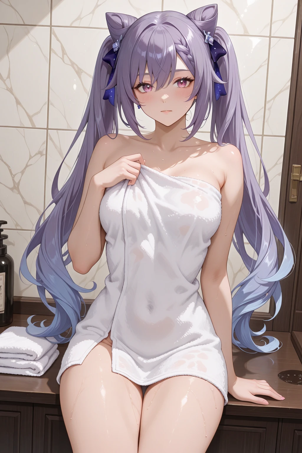 Small breasts、Light purple hair、Semi-long hair、Pale purple eyes、、Looks like she&#39;s about to cum、Glamorous expression、Blushing、In underwear、可愛いIn underwear、Undressing、M-shaped legs、Random pose,Show your pants、Light purple hair、Semi-long hair、Pale purple eyes、night、night、Not wearing a bra、、Blushing、lipstick、Perfect hands、Detailed hands、Bedroom、On the bed、hand bra
