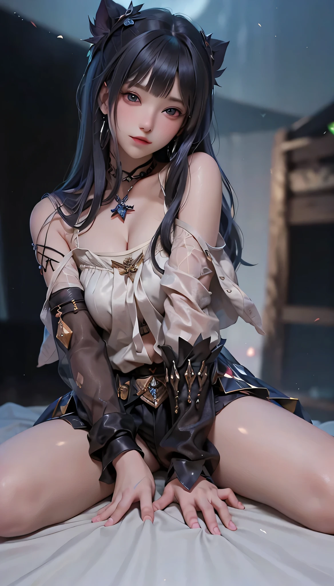 Light线追踪,{best quality},{ {masterpiece}},Extremely detailed 8k wallpaper,{Extremely refined},rich and colorful, Intricate details, Cool and shinny skin,1080P,Soft,Sense of Brokenness,肌肤Light滑如丝,3d,masterpiece,best quality,插图Very detailed, beautiful eyes, Very detailed的 8k cg 壁纸,Extremely refined女孩,8k wallpaper, best quality, noon, pure beauty, Chinese style telephoto lens, image(Front focus), (in the darkness:1.6), 大卫·霍克尼和阿尔方斯·穆夏的超realism女性肖像, Fantasy Art, Photo-real, Art Station, poster, , Very detailed的脸, 4K, The award-winning, ((masterpiece, best quality)), Delicate face, Whole body love, Rich in details, Multiple poses and expressions, Very detailed, depth, Many parts,Light粒子, Soft lighting, Volumetric Lighting, Intricate details, Attention to detail, 1 girl, solitary, Long eyelashes, Looking at the audience, Gorgeous dress, Puff sleeves, Juliet Sleeves, (Long sleeve:1.2), Red tie, ,(masterpiece, best quality, Extremely detailed, (Detailed background, Dark Fantasy), (美丽Delicate face), High contrast, (Optimal Lighting, Extremely refined), ((Light)), rich and colorful, Extremely detailed, 戏剧性的Light, Intricate details, (1 girl, solitary, Pointed face, Dynamic Angle), Depth of Field, Black Light particles,(shattered glass),Magic Circle, big breasts, big boobs, big natural sagging breasts, busty, sexy, alone, full body, no crowd, no people, quite background, huge breast, large breast, pony hair, better fingers, black eyes, bloom atmosphere, blur,