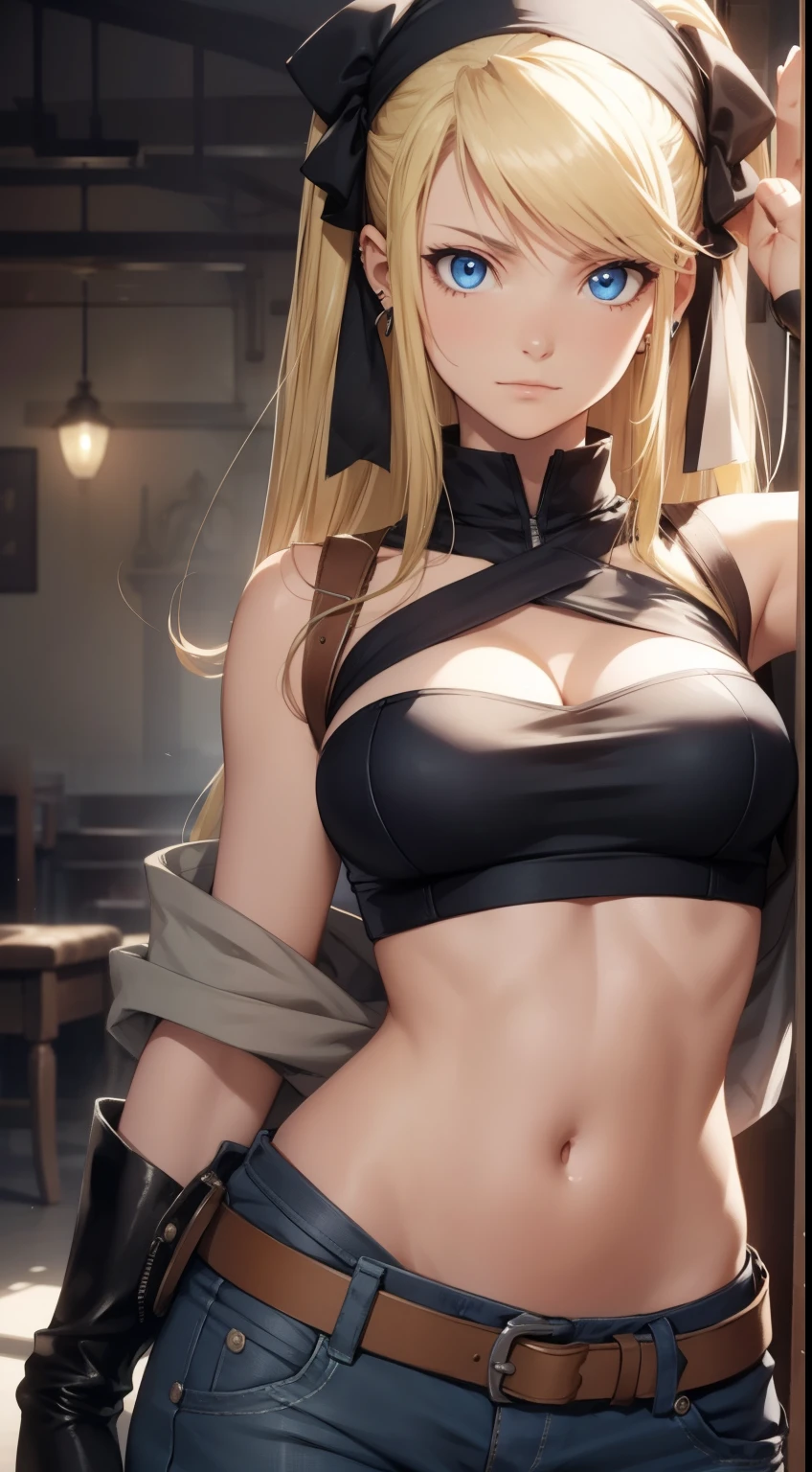 Mengo Yokoyari, A E Marty, Surreal, mysterious, bizarre, fantastical, fantasy, Sci-fi, Japanese anime, people competing in silence, a gong tired of boxing, a ship crashing into the horizon, a beautiful blonde miniskirt girl Alice playing in the mirage bazaar, perfect voluminous body, dynamism, close-up angle, detailed masterpiece hand drawings