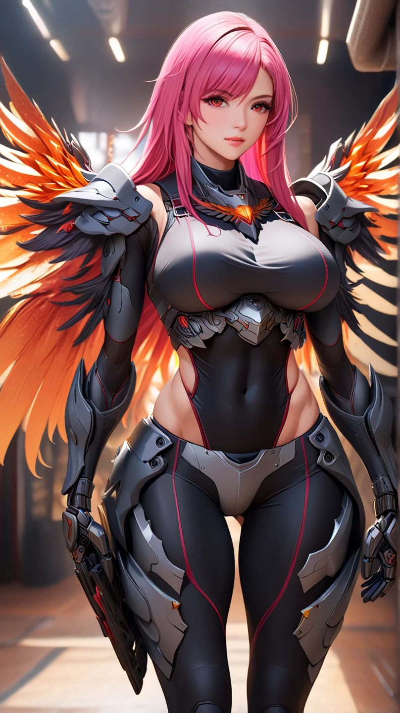 The most beautiful and sexy futuristic cyberpunk girl, red hair, blue eyes, wearing highly detailed futuristic battle armor, cybernetic angel wings, glowing neon halo, huge gigantic tits, cleavage showing, tons of tattoos and piercings, futuristic graffiti style background, highly detailed background, perfect masterpiece, high quality, high resolution
