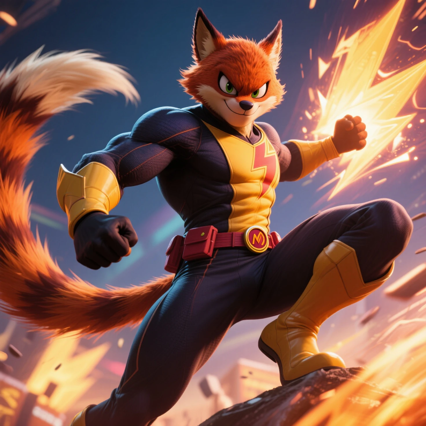 score_9, score_8_up, score_7_up, score_6_up, score_5_up, source_furry, 1boy, male, flamedramon, crop top, buckles, helmet, flame armor, bladed gauntlets, 3d, 3d model, fire in background, sfw, blue body, bold lines, flat color, simple shading, <lora:Flamedramon_PONY_XL:0.8>