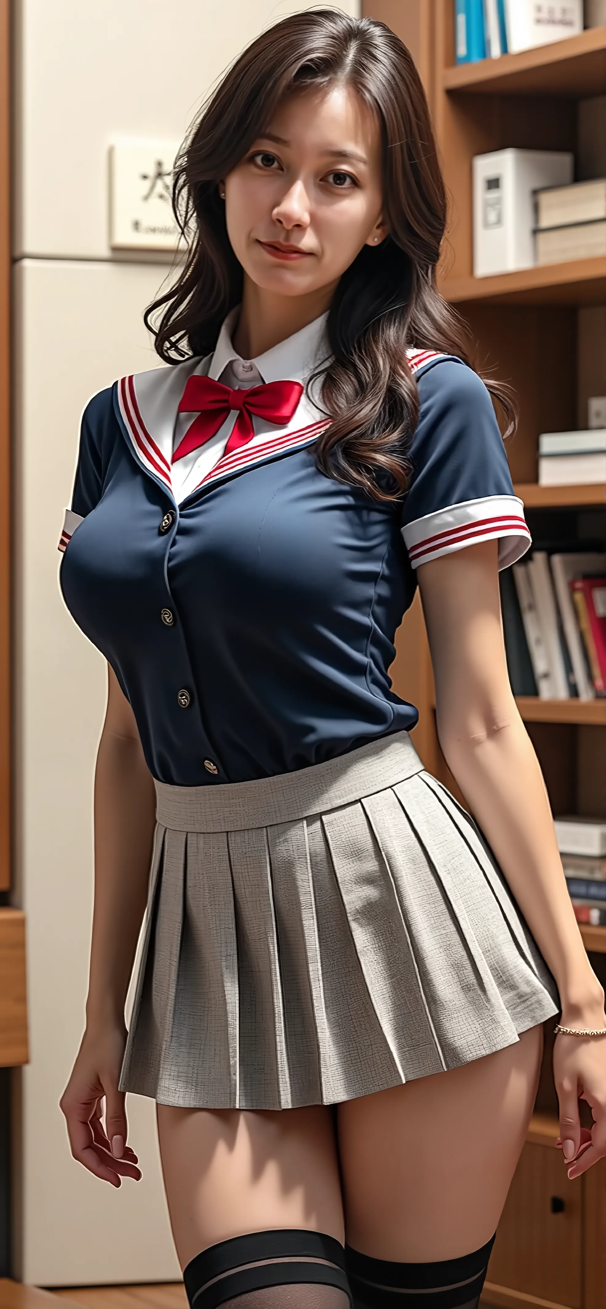 NSFW,((top-quality、8K、masterpiece:1.3))、Crisp focus:1.2、Beautiful woman with perfect body shape:1.4、(((Small breasts A cup)))、a wet body:1.2、(((Highly detailed facial and skin texture)))、A detailed eye、二重まぶた、BDSM,Slave,A slender、full body Esbian,gargantilha,From below,angry,(((Breasts protruding from the uniform)))、Prime lens 85mm、F-number release、school classrooms、Back lighting、Shortcut hairstyle、