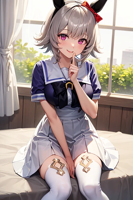 8K、masterpiece、Japanese、Woman wearing glasses、Neon(nod)、from the front、smile、Childish、Small breasts、See-through underwear、night、Bedroom、Show your underwear、mini skirt