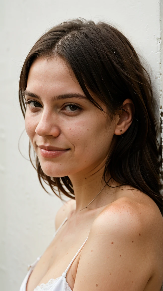 8K, professional, best quality, masterpiece:1.2), (realistic,photorealistic:1.37), ultra-detailed, (highest detailed skin:1.2), (highest detailed face:1.2) (Camila Giorgi:1.1) 33 year old, full nude(topless, pussy), atletic body, photoshoot in studio with dark background, beautifull smile, Handbra