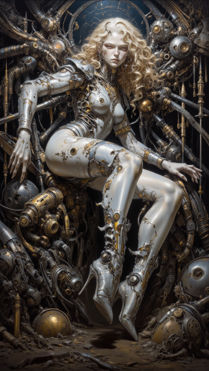 Highest quality,masterpiece,Ultra-high resolution,mechanical,Full Body Machine Girl、Under maintenance、nsfw,BDSM, Karakuri doll、Mixing tube、Steampunk Style、,nsfw, BDSM
