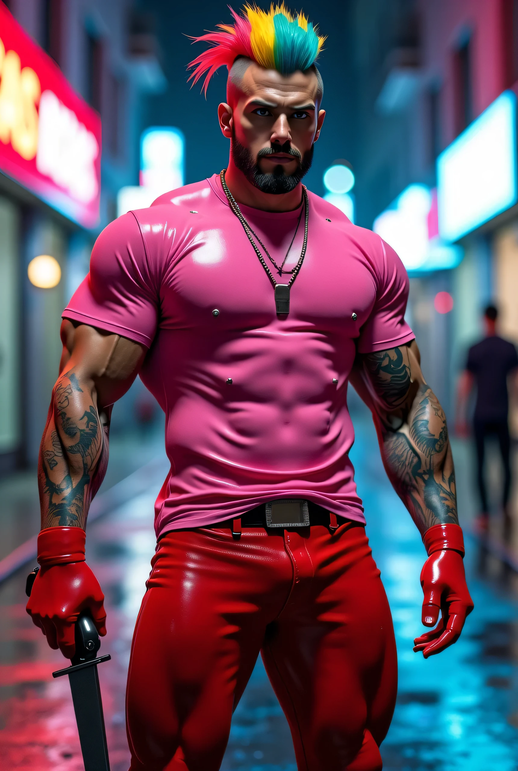 A feminine cheap trashy street gay male prostitute at a classy high end expensive hotel (how did this whore get in?) He wears a small, sexy, shinny pink men's thong which has only thin pink strings to hold it around his waist. BIG BULGE. He shows off his naked hard to the camera; angry asshole bitch