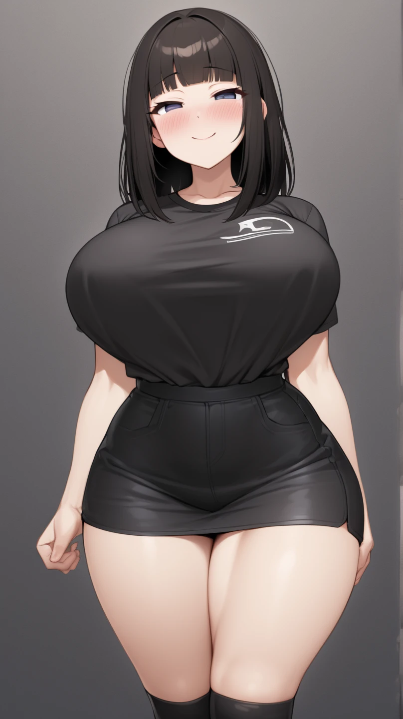 Full body image, front, One girl, 18-year-old, Mix 4, (32K, RAW Photos, Highest quality, masterpiece:1.2), (Anime-like, photoAnime-like:1.37), cute, Short sleeve T-shirt,Shorts,Black knee socks, night, rain, Humidity, Professional Lighting, Photon Mapping, Radio City, Physically Based Rendering, Super Resolution, (Big Breasts:1.2), {{The biological weapon that had preyed on the younger sister took her place and reunited with the older brother, The rebellious little sister has become the obedient little sister}}, Girl Skull, whole body, NSFW