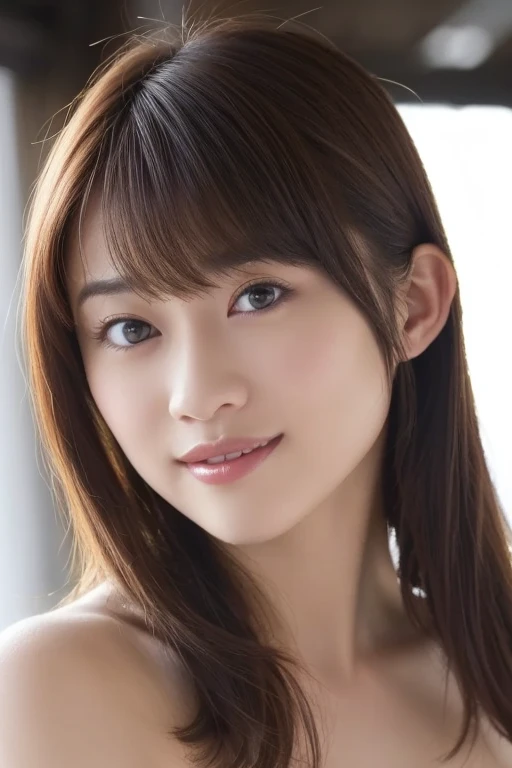 Highest quality、Face Focus、Soft Light、Ultra-high resolution、（Realistic：
1.4）、RAW Photos、
1 Japanese girl、alone、cute，（pupil、light in your eyes）、Beautiful face in every detail、（Small Box）、smile、Double teeth、（High resolution detail of human skin texture）、（Long Hair）、indoor、clear、Wakana Sakai、
（Portraiture）nude、Big Breasts