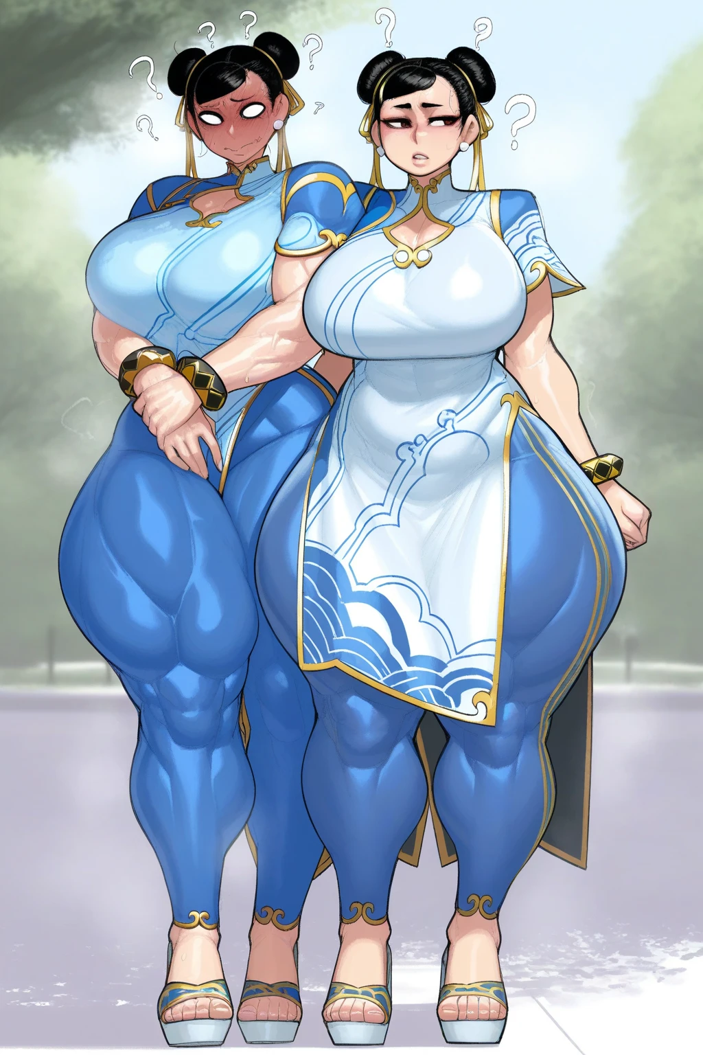 (very big woman: 1.5), strong, (hyper muscles: 1.5), ABS, thick legs, thick arms, big shoulders, ABS, Leotard),full shot, shot in the stomach, (Hutao from Genshin Impact: 1.5), (huge breasts:1.2), (high:1.2), (colossal ass:1.2), (massive:1.2), (detailed, beautiful face), Moaning, (lustful face: 1.4)