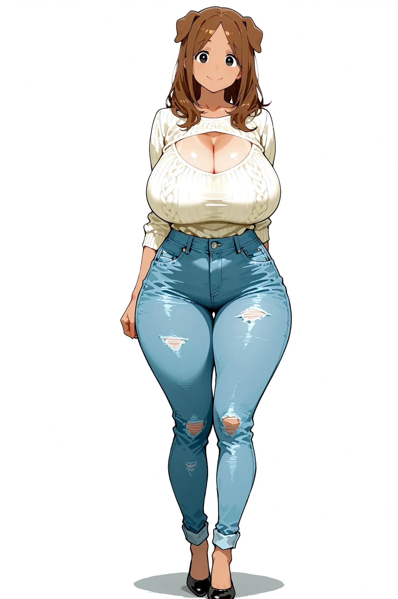huge breasts, big hips, Tank top, denim shorts, full body shot, mature mother, Whip whip lower body, plump thighs, plump calves, bewitching mature woman, Perfect body, plus size model,