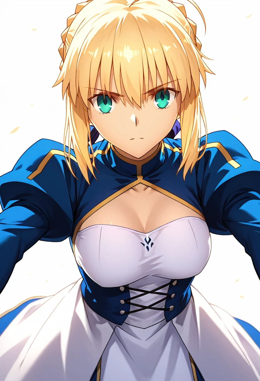 Altas Resoluciones, {saber_fenestaynightufotable:1.15}, rubio_cabello, Ahoge, verde_ojos, cinta, cabello_cinta, trenza, azul_cinta, corto_cabello, anime_colorante, Looking_en_espectador, cabello_entre_ojos, La mejor calidad, Obra maestra,phSaber, phAltoria, 1girl, solamente, Trenza francesa, resplandeciente, tenencia, Hair bun, Parte superior del cuerpo,saber, artoria, green eyes, house, bath, bathing, breasts, armpits, desnudo, nude