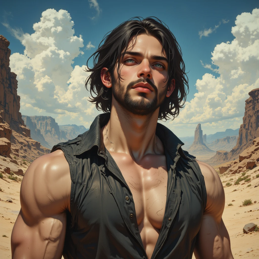 Jesus, um homem com longos cabelos castanhos e barba, vestindo uma coroa de espinhos, sangrando da testa, Looking forward with a pained expression and it would be,  Surrealismo, retroiluminação, cinematiclighting, alta qualidade, detalhes elevados, melhor qualidade, apocaliptico --auto