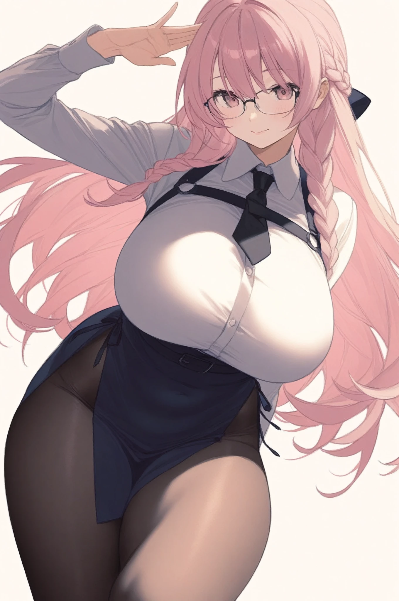 (best quality, masterpiece, highres),1girl,solo, sandy blonde hair,hair,twintails,,black pantyhose,blush,simple background,looking to the side, green eyes, blush, juicy lips, glossy skin, glittery eyes, doll eyes, , smiling, fat juicy tits, fat juicy ass, juicy lips, casino, hards, pink leotard, glasses, long puffy hair, grand hair,