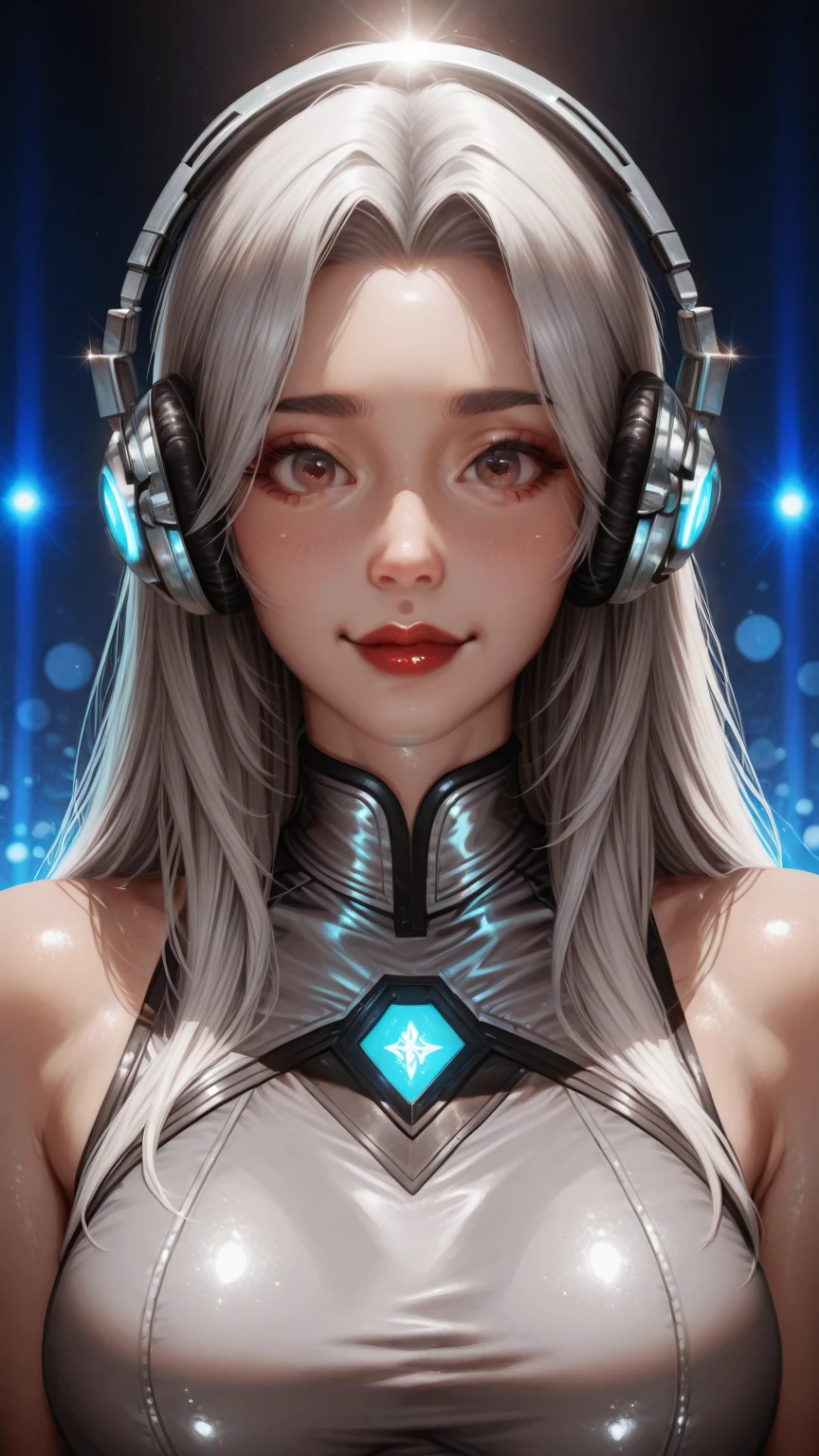 A Sensual Queen in a Technological Realm" An image of a cyberspace empress adorned in a futuristic regal outfit ruling a virtual kingdom. A cena se passa em um ambiente digitalmente imersivo, exalando um ar de autoridade, Power and seduction.