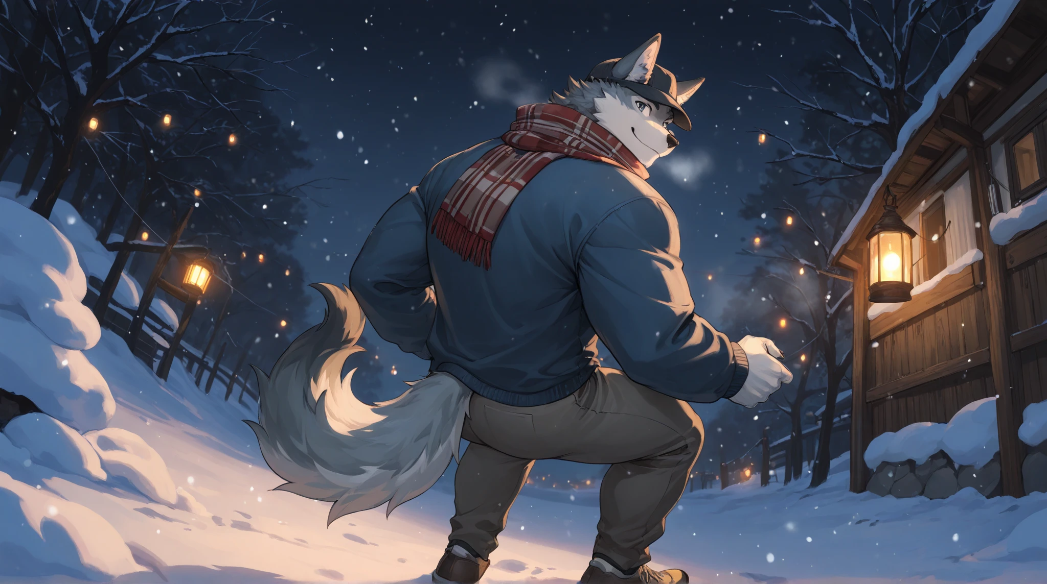 (Meisterwerk: 1,3), (2D: 1,0), (Anime: 1,0), (Illustration: 1,0). extreme close up of a 20 year old male wolf bent over against at a wall by another 20 year old male wolf, bent over, bending over, hands on wall, hands on hips, close, embrace, humping ass, penetrating ass, making love, penetration, standing, standing behind, behind, one behind the other, from behind, uploaded to e621, erect, erection, curved genitalia, 20 years old, small, red eyes, tank top, bracelet, (masterpiece:1.2),(anatomically correct:1.1), high quality:1.3, 2 arms, 2 legs, 1 tail, open mouth, closed eyes, looking up, blushing, cum, cum out, erotic, ass, plump ass, night, wooden hut, stars, falling leaves, trees, wind, bushes, reed, river, low saturation, simple color palette