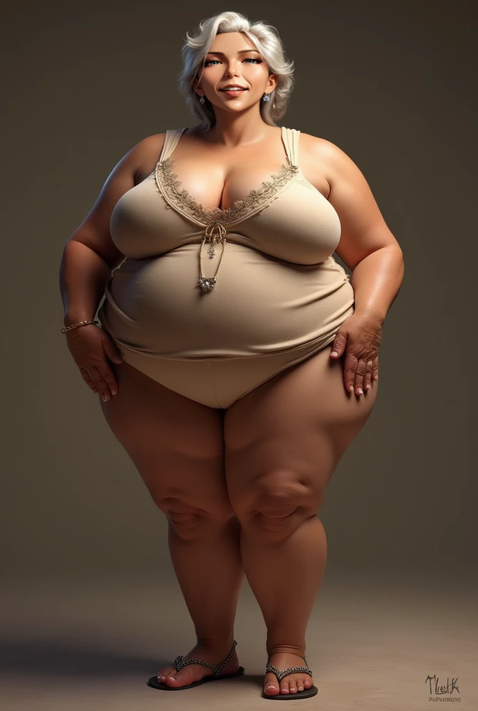 ((naked)),((Saggy huge)),((Heavy body)),((Wide Hips)),((Thick body)),((Big Belly)),((Japanese woman)),((Brown short hair)),((Brown eyes)),((Full body portrait))、((1 female)),((Thick neck)),((Round face)),stand on tiptoe、White blank background、Stand facing forward、naked feet、Full body portrait、Stand with your feet apart、model pose、Full body portrait、Full body portrait、Full body portrait、Stand with your feet apart、Standing with your legs apart、