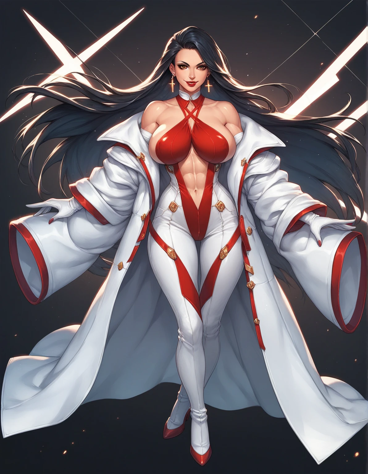 masterpiece,best quality,anime,1girl,mature female,elemental hero burstinatrix,very long hair,bodysuit,colored skin,helmet,lipstick,green eyes,large breasts,wide hips,thick thighs,expressionless,sitting,(crossed legs),fireball,wind,fire,flame,burning background,from below,<lora:ygo_elemental_hero_burstinatrix:0.7>,