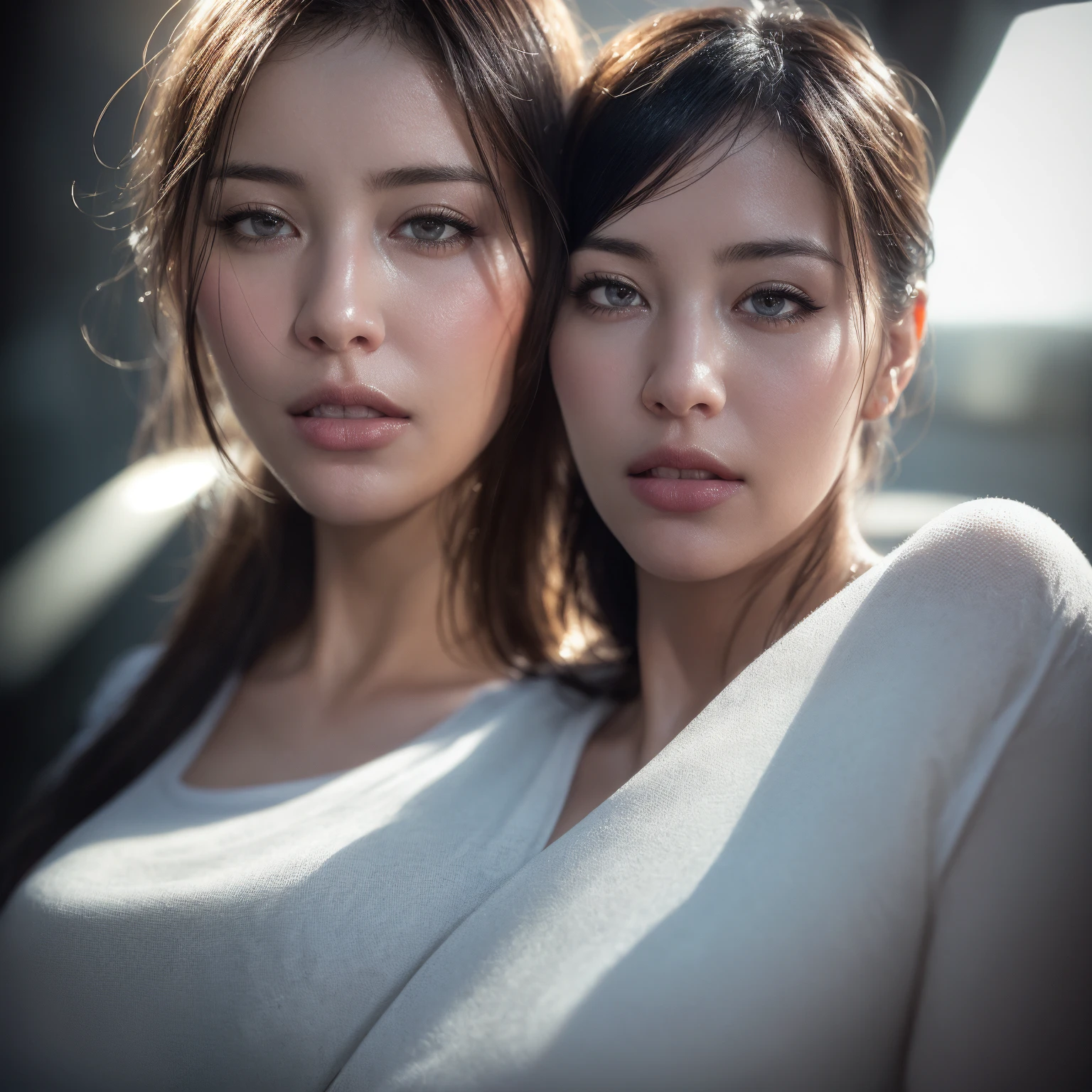 ((best image quality、highest quality、Super high quality 1.5、Super high quality 1.5、32K、8K、ticker、RAW photo、very clear image、very clear image quality、Photoreal 1.3、Super detailed 1.2, small details, High resolution, wall , perfect dynamic composition, masterpiece, surreal,非常に詳細な CG Unity 32K wall紙,realistic pictures、real human being))、sexyなCカップ、sexy&22 year old beautiful girl with cute looks & かわいい美しいsexyな顔, The strong wind blows the hair in front of my face,(長い前髪に隠れた美しくキュートでsexyな目をした美しいブラウンのストレートヘア)