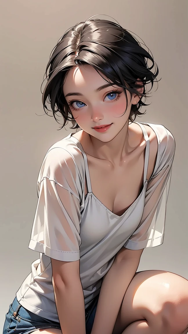 (masterpiece, top quality, best quality, official art, beautiful and aesthetic:1.2)
1girl, adult woman, medium breasts, lips closed, beautiful eyes,
dynamic pose,
shoulder length curly hair,
knit sweater,
subtle lipstick,
slight smile, freckles,
blue eyes,
staring into my soul, looking at viewer,
in the style of Tatsuki Fujimoto,
simple background,
<lora:add_detail:-2>
<lora:DEEP-Ink.:1>