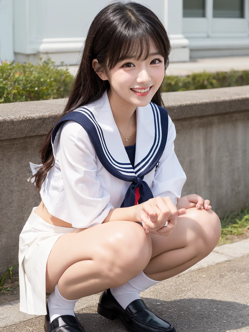 Symmetrical face、cute little、a smile、japanes