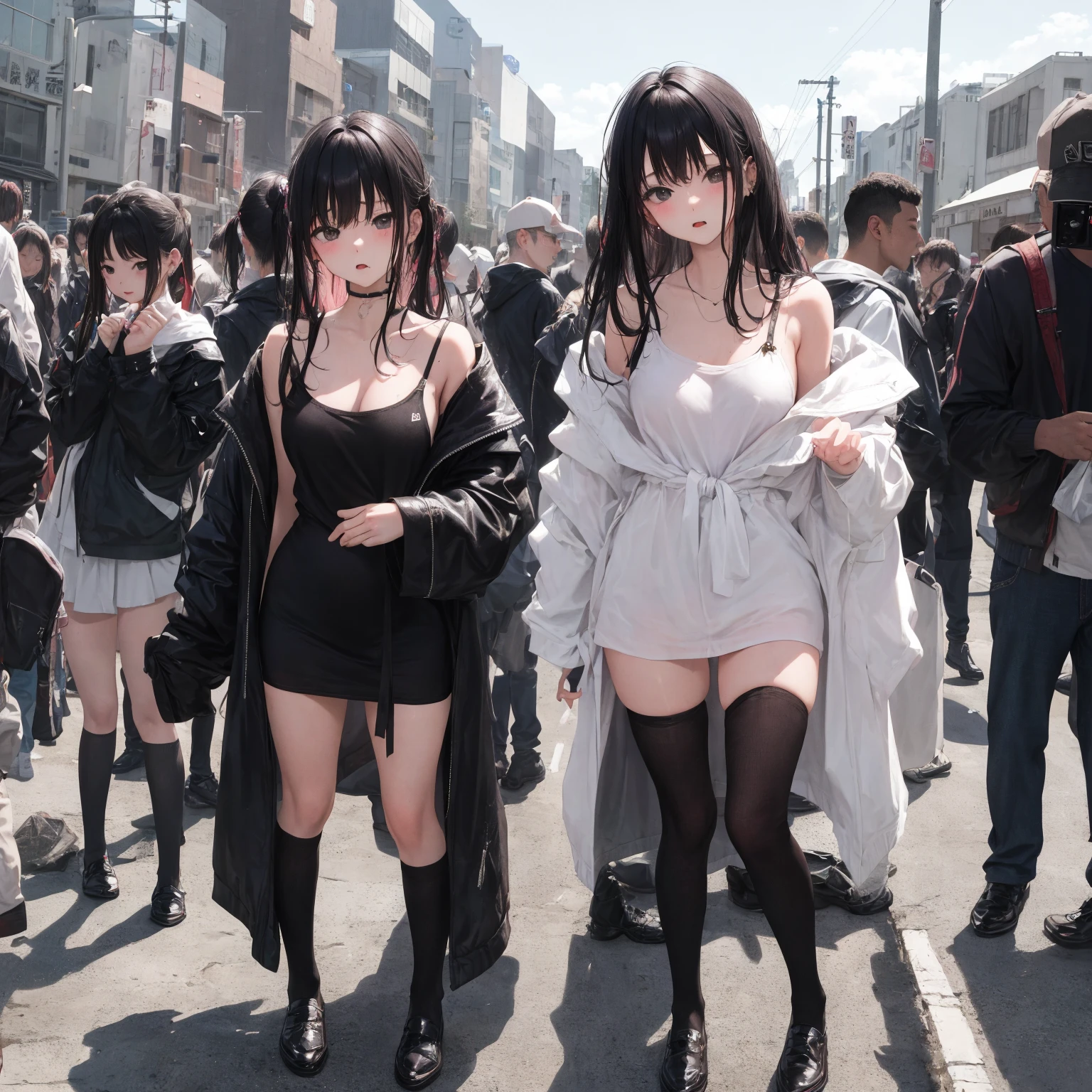 Raw photo、((((fullnude))))、((((nakeness))))、(((multiple girls))),((((6+girls)))),((((100girls)))),(((1000girls)))、(((crowd shot))),((((Gigantic Breasts))))、(((A slender)))、Women only、(((Large group))),(exhibitionist:1.4),Crowd Circle View、traffic jam、japanes、The same face、Long black hair,chiquita、(orgasm face:1.4)、Boulevards of the city、Exposure Play、selfee、same person