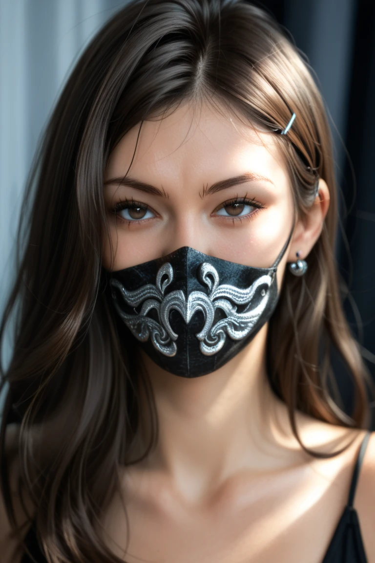 Female model with the impression of horror and killer