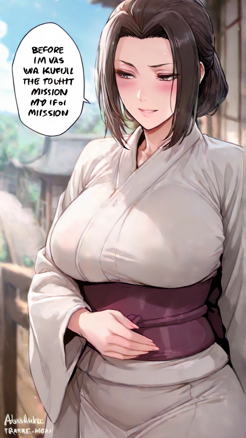 raidenshogundef, upper body, smile, blush, outdoors, day, simple background, blue sky, short hair, sky, temple, looking at viewer, stairs, mountain, moody lighting, facing viewer, huge titty, no bra, naked, lot of cum .