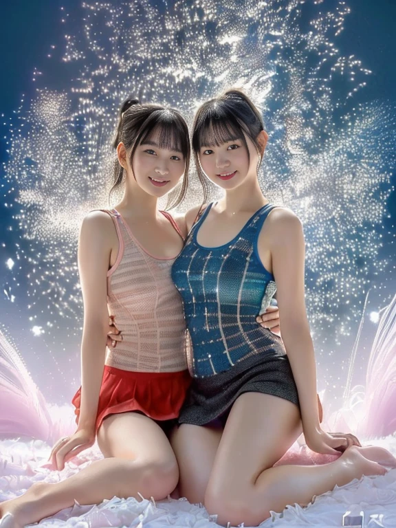 (masterpiece:1.2), highest quality, High resolution, One girl, (((Dressed as Santa Claus))), (Beautiful Japanese idol 12 year old girl), (((Very small breasts))), ((Baby Face)), (focus on her armpits), (((Sweaty armpits))), Armpit depression, ((((Dimpled Armpits)))), ((((Deeply wrinkled armpits)))), Large Christmas tree in the background, The background is the downtown area at night bustling with Christmas, Christmas lights balls bokeh