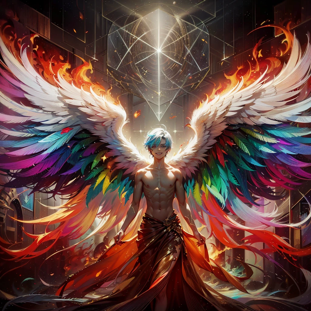 /imagine band logo name lips of truth in the center of the image and behind the name an angel with open arms all blue and red (angel boy) --auto --s2