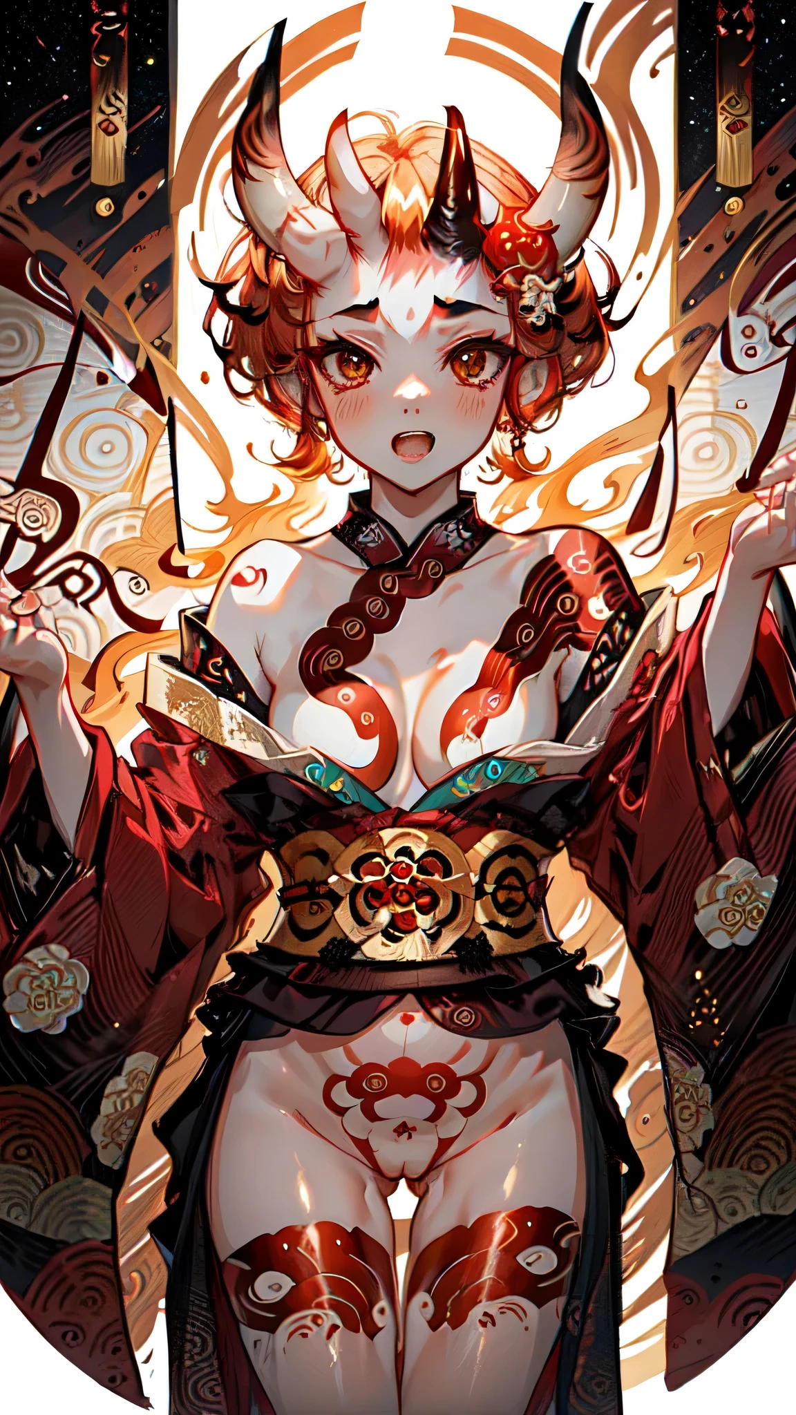 <lora:stylized3DModelLora_v20:0.6>, scg, 1girl, absurdly long hair,
oni, red skin, tall onigirl, frilled kimono with flower pattern, bare shoulders,
looking at viewer,
(anime:1.2), illustration,
cinematic lighting, volumetric lighting,
masterpiece, best quality, ultra detailed, 8k, intricate details, extremely detailed official wallpaper,