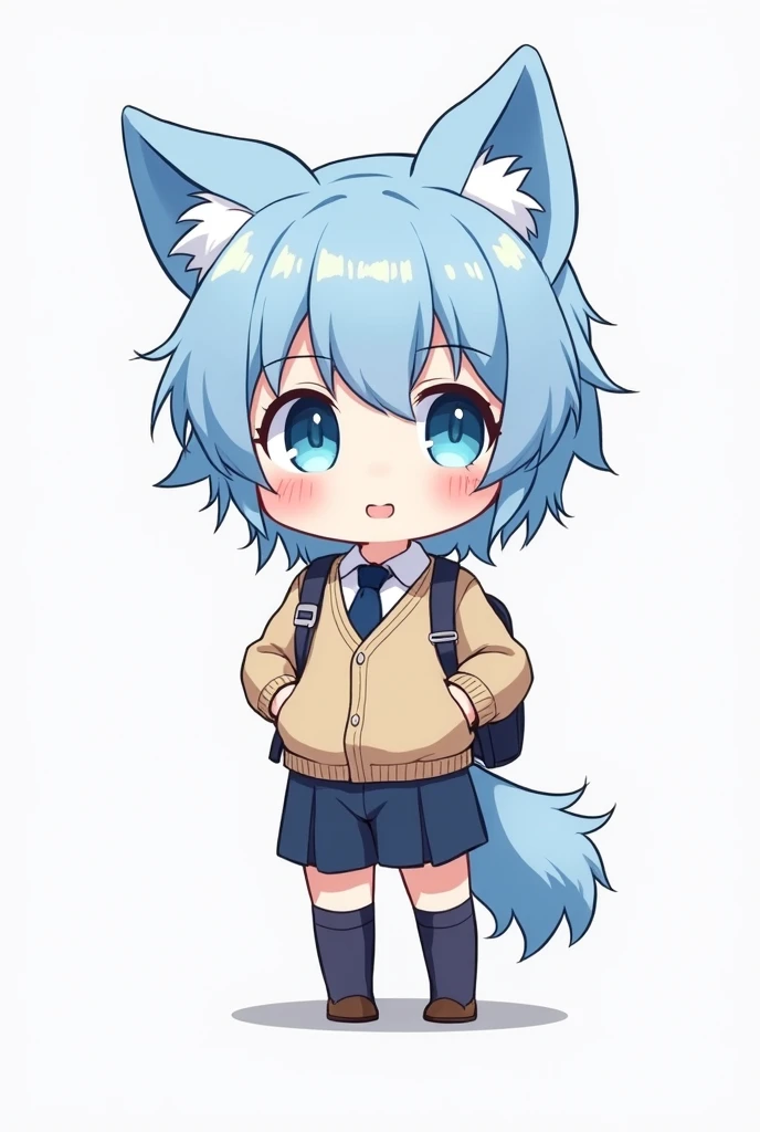 Cat, young female, kemono, small arms and legs, solo, standing, happy face
