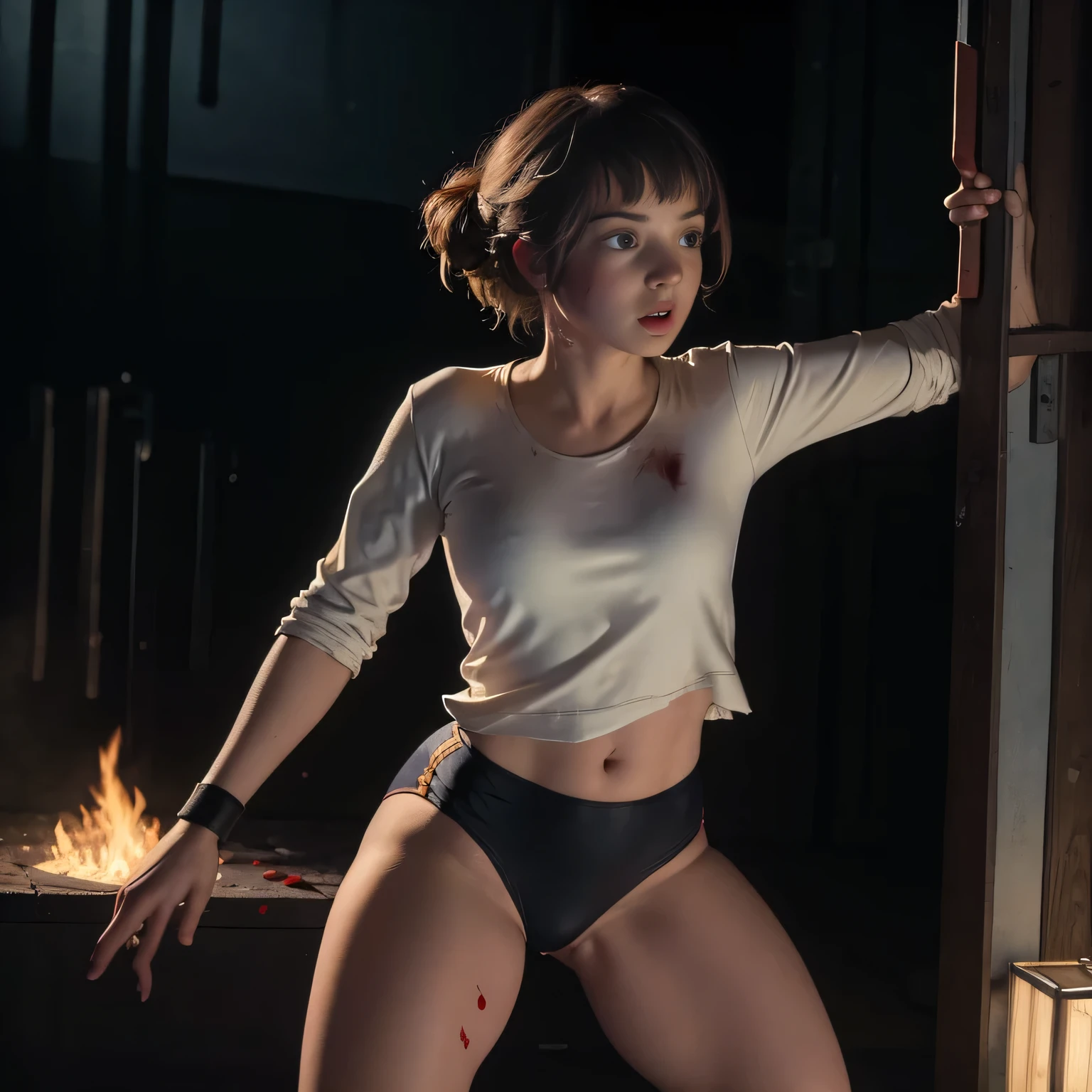 cinematic photo 1girl,best quality,ultra hires,cold light,sidelight,(sharp focus:1.2),intricate texture,arms tied behind her back,nipples,
breast bondage,sweat,despair,<lora:tiedbreast_SDXL_reg1_:1.1>,(looking_at_viewer:1.3),blush,
pubic_hair,portrait,(front view:1.3),eye-contact,<lora:Saika_SDXL_2_reg_:1>, saika,(hyper_galaxy:1.2),rim light,flash fill,in summer,nature,starry sky, . 35mm photograph, film, bokeh, professional, 4k, highly detailed