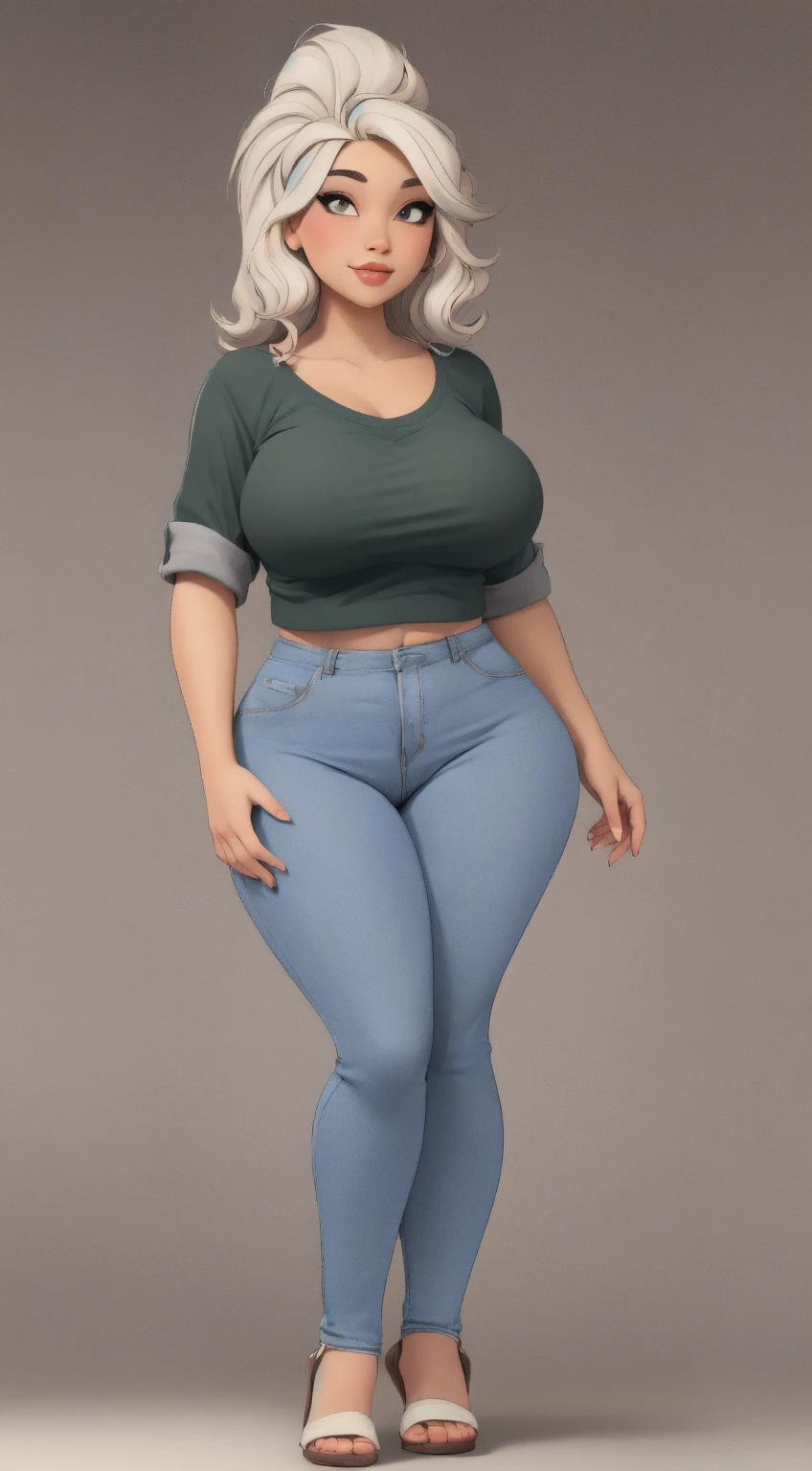 photorealistic, high resolution, soft light,1women, solo, wide hips, (detailed face),tattoo, jewelry, , , blue and green hair Color , (closeup), wide angle,, (busty), armpit , Slightly fat belly, large breasts, full body angle, 40 years old woman , thick thighs , thick arms , standing in dark rooms, short pants, wearing a three bracelet, wearing two diamond necklace , wearing a watch, wearing airmax shoes , japanese goddess, wavyshort hairstyle, fat belly, thick fat belly, thick wide hips, thick arm, bbwchan, massive arm, full body,