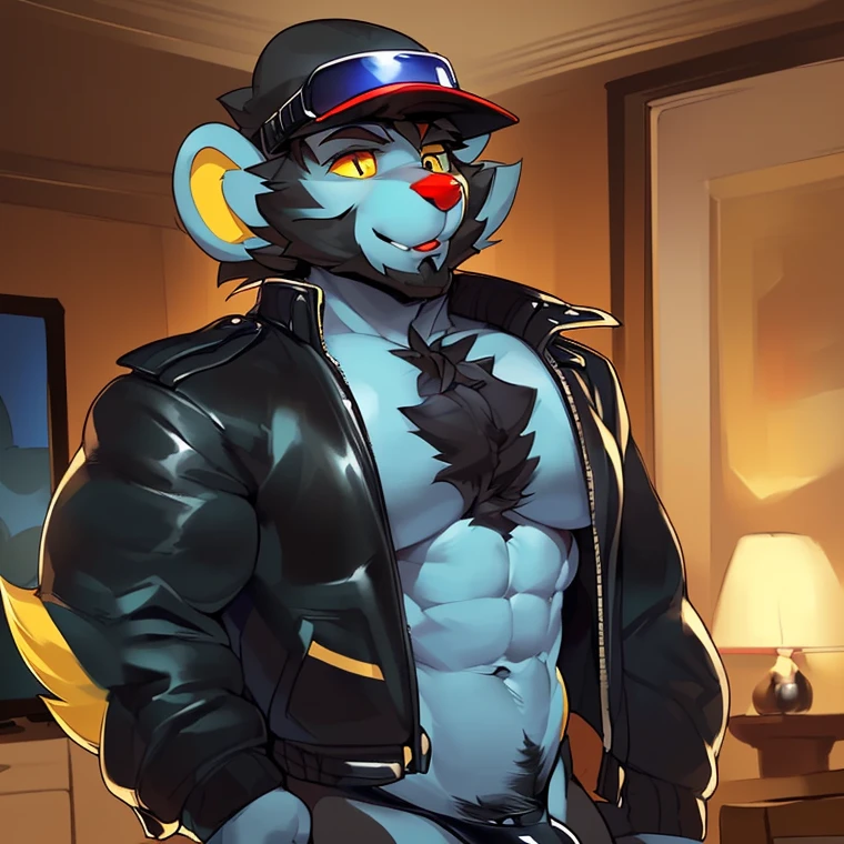 by gerrkk, by darkgem, by LinDong030, by chunie, ((by null-ghost, by thebigslick, by honovy, by zackary911)), source_furry, (masterpiece, best quality:1.2), (perfect hands, perfect anatomy), (detailed face, detailed body), detailed background, rating_explicit, anthro, digital media (artwork), digital media (artwork), hi res, countershading, furry, anthro,tiger,male, sexy, muscular, big pecs,, full body, muscular, dark alley, (full nude, only loincloth, only black jacket, only Glowing cyberpunk future helmet,) ((cyberpunk future helmet)), sweating, covered semen, (light skinned) posing, big penis