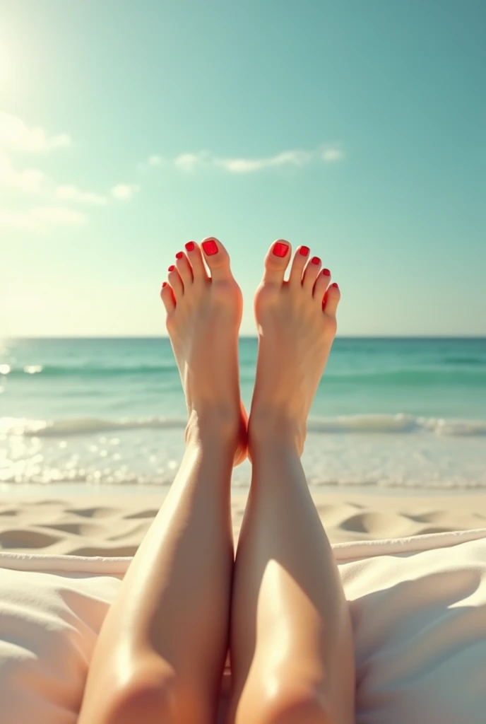 Red nail polish feet