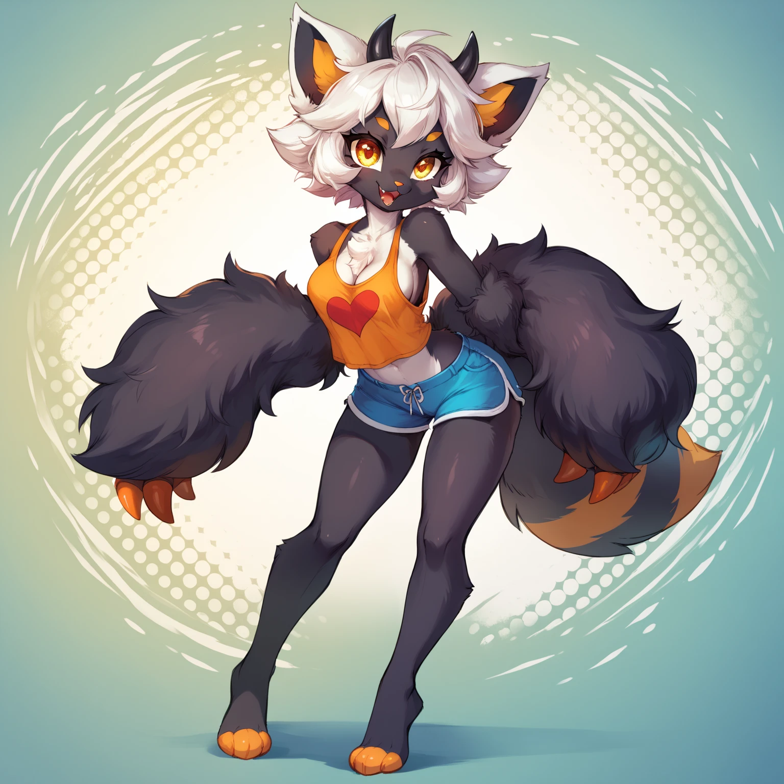 Draw a cat with a big tail, simple line art, thick line art, clean line art, line art, thick black line art, Professional furry drawing, clean anime outlines, bold line art, perfect line art, Universal furry style, Furry beasts, furry characters, line art!!, simple line art, soft silhouette