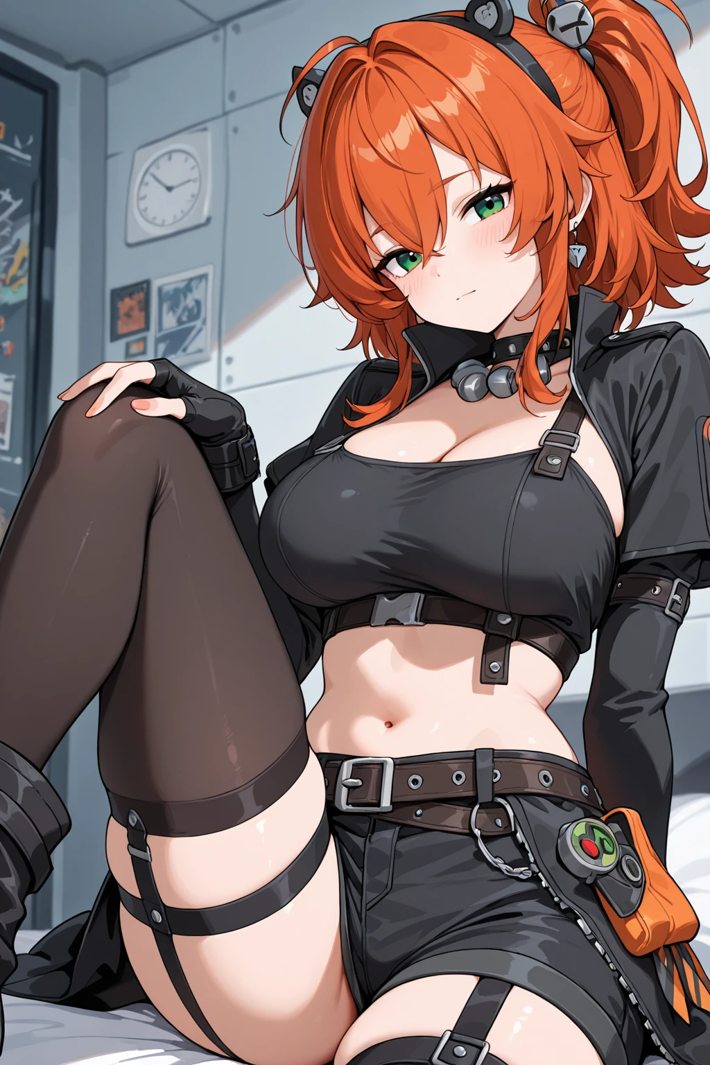 (masterpiece:1.2), (best quality:1.2), (ultra highres:1.2) ,(8k resolution:1.2),(sweet smile: 1.2),
sci-fi,girls frontline,near future,doomsday survival,
1 woman,orange hair tied ponytail , orange eyes ,Big chest
Armed with an assault rifle, Wearing a Black heavy military jacket with lots of pockets,Black stockings, yellow scarf,Waist carry military magazine,high-tech exoskeleton legs,Student uniform shirt and pleated skirt,Kneepads