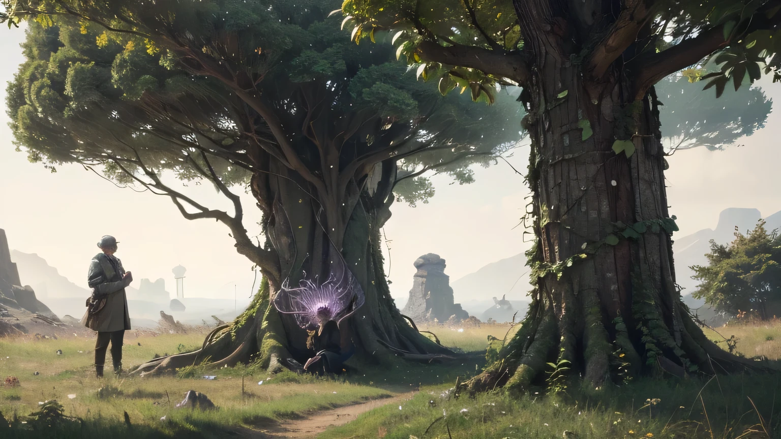 SCP-307 - CARNIVOROUS IVY, from SCP lore, SCP-307 is a creeping vine, similar in appearance to the common English ivy (Hedera helix), save for the presence of greenish thorns on the stems, and the tendency of the leaves to exhibit a purple hue, The vine puts down roots approximately every cm (12 in); SCP-307 appears to be carnivorous, and seems to exhibit some degree of intelligence; trending on Artstation; detailded matte painting, 4K; drawn by Ruan Jia; trending on ArtstationHQ , masterpiece, best quality, official art, extremely detailed CG unity 8k wallpaper, absurdres, incredibly absurdres