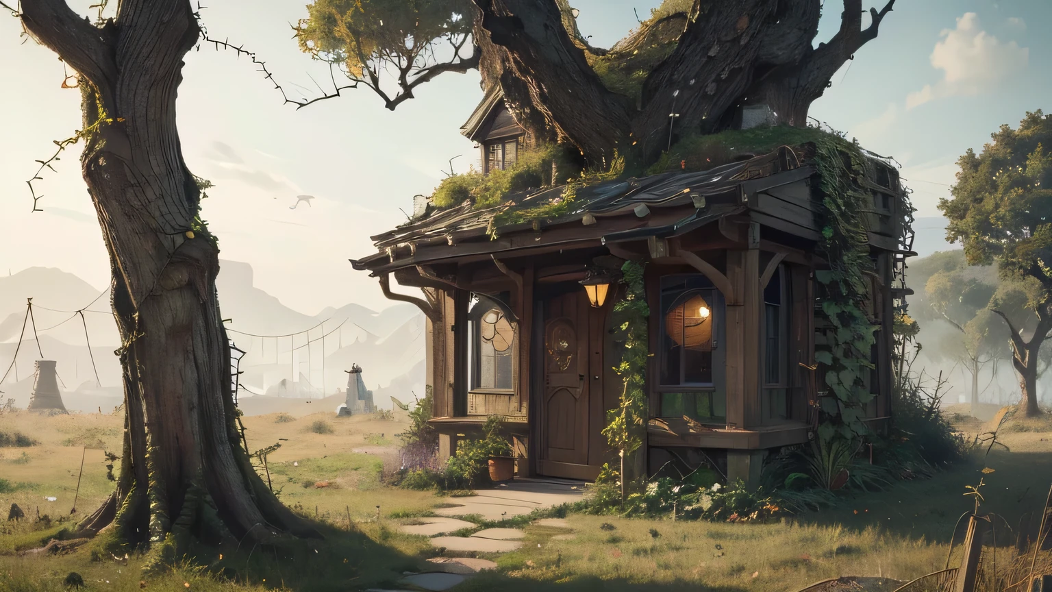 SCP-307 - CARNIVOROUS IVY, from SCP lore, SCP-307 is a creeping vine, similar in appearance to the common English ivy (Hedera helix), save for the presence of greenish thorns on the stems, and the tendency of the leaves to exhibit a purple hue, The vine puts down roots approximately every cm (12 in); SCP-307 appears to be carnivorous, and seems to exhibit some degree of intelligence; trending on Artstation; detailded matte painting, 4K; drawn by Ruan Jia; trending on ArtstationHQ , masterpiece, best quality, official art, extremely detailed CG unity 8k wallpaper, absurdres, incredibly absurdres