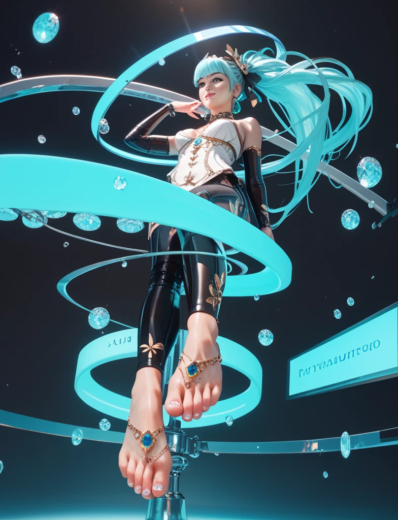 Tiger print boots、Tiger print bikini、Woman with green hair and horns、Tiger print bikini、are flying、animesque、urusei yatsura