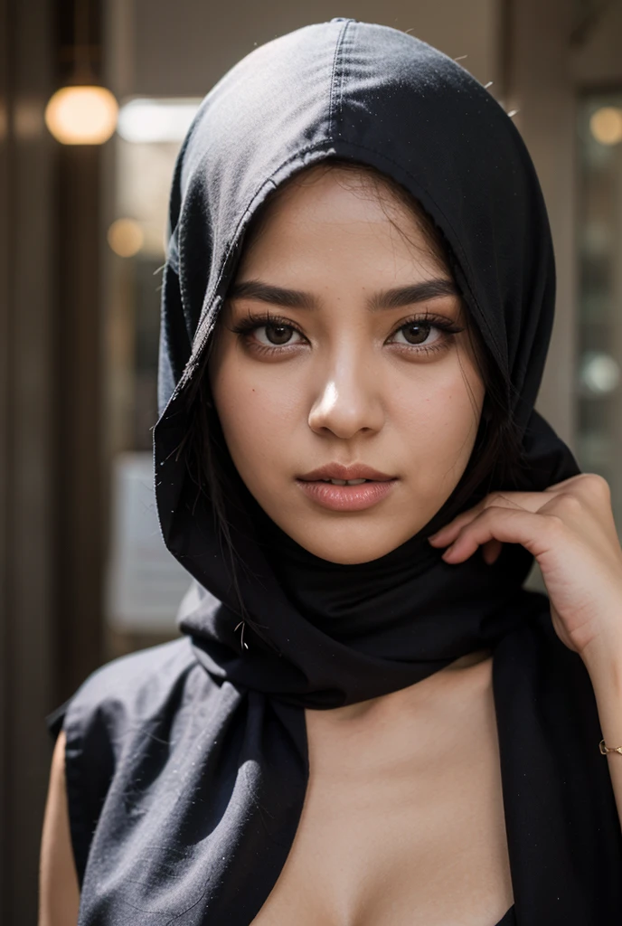 (((Chubby:1.4))), ((HIJAB)), (Best Quality, hight resolution, Realistic:1.37), Detailed face and expression, The Frightened Woman, pixie cut, sickly, Worn-out appearance, Swamp environment, standingn, Seductively drowning in a swamp, Distressed flared satin, cloudy water, Sinking Feeling, gloomy atmosphere, Foggy surroundings, dark shadows, A Surreal Touch, soft-lighting, creepy ambiance, can't cope with shame