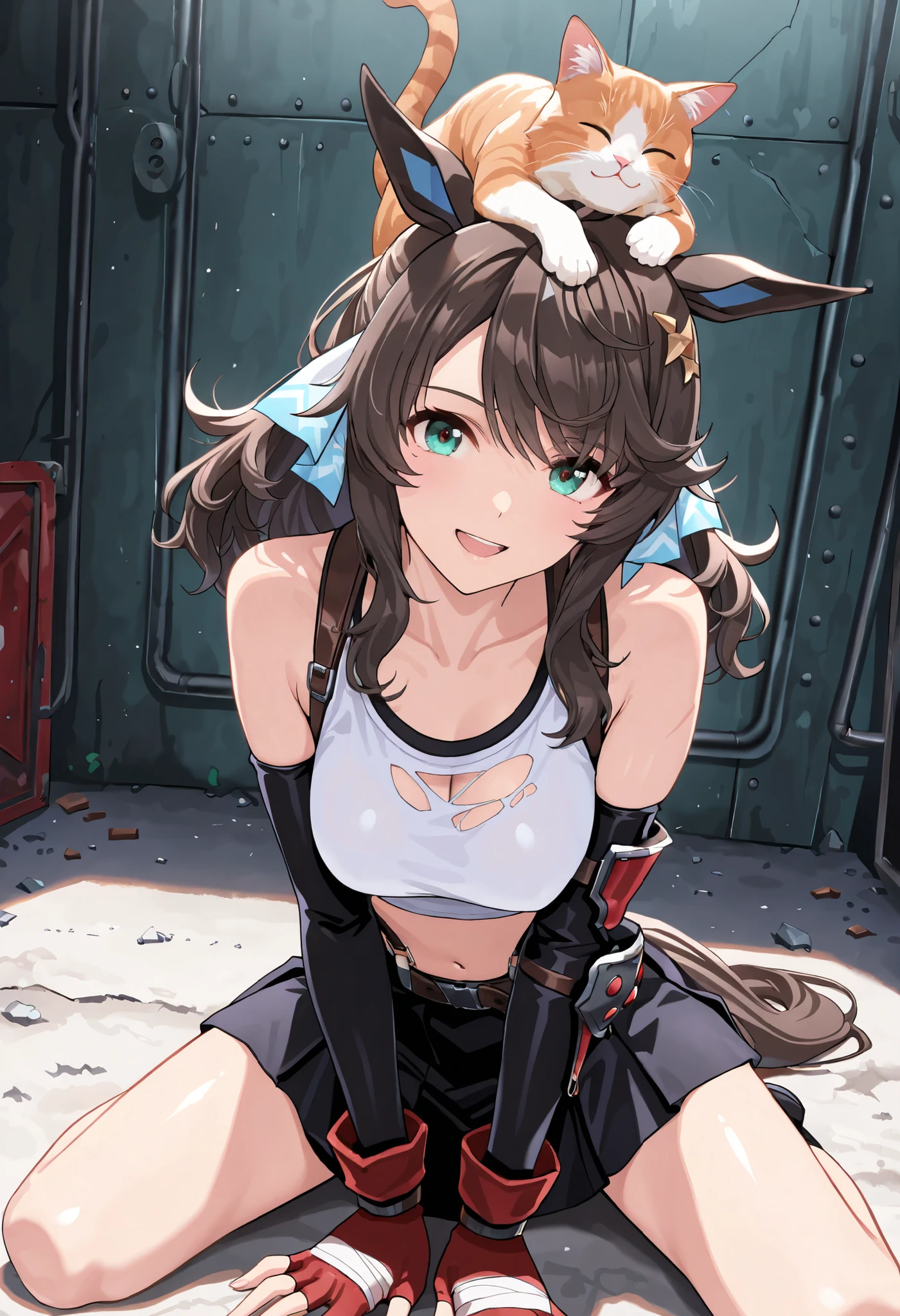 (Textured skin, Two braids, very shy and blush face, Best Quality), ((UHD, Masterpiece)), (High Definition:1.3), Beautiful,(Masterpiece), Realistic, Beautiful photo, Cityscape below from the roof of building、1girl, walking, Slender small breasts、dog ears, light brown hair、Cute Beautiful Girl、Small Bikini