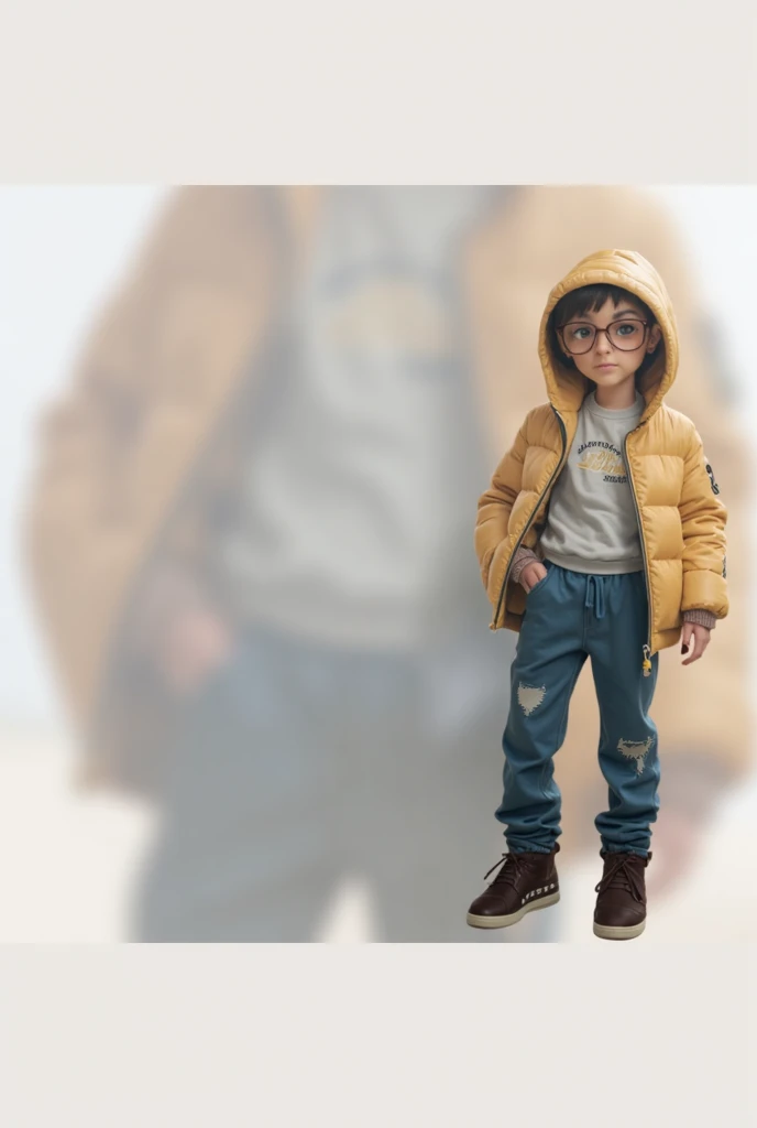 A boy or girl with a defiant facial expression, looking straight ahead with raised eyebrows and chin up. You can stand with your arms akimbo (at the waist), in a stance of direct defiance. for children
