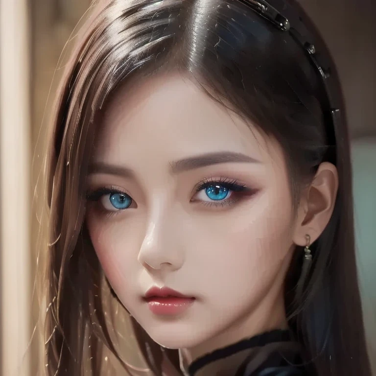 girl wearing white shirt with blue eyes